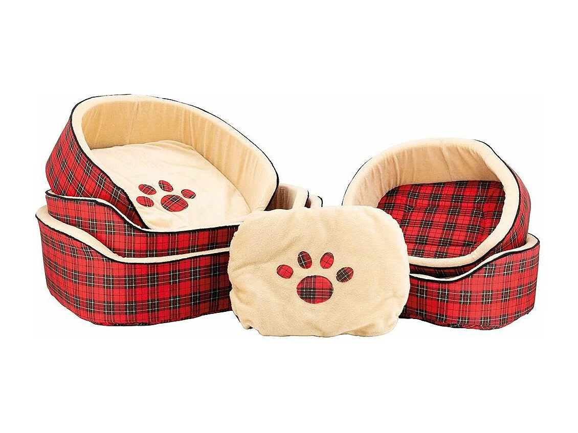 Set de 5 paniers pour chien en mousse avec imprimé écossais