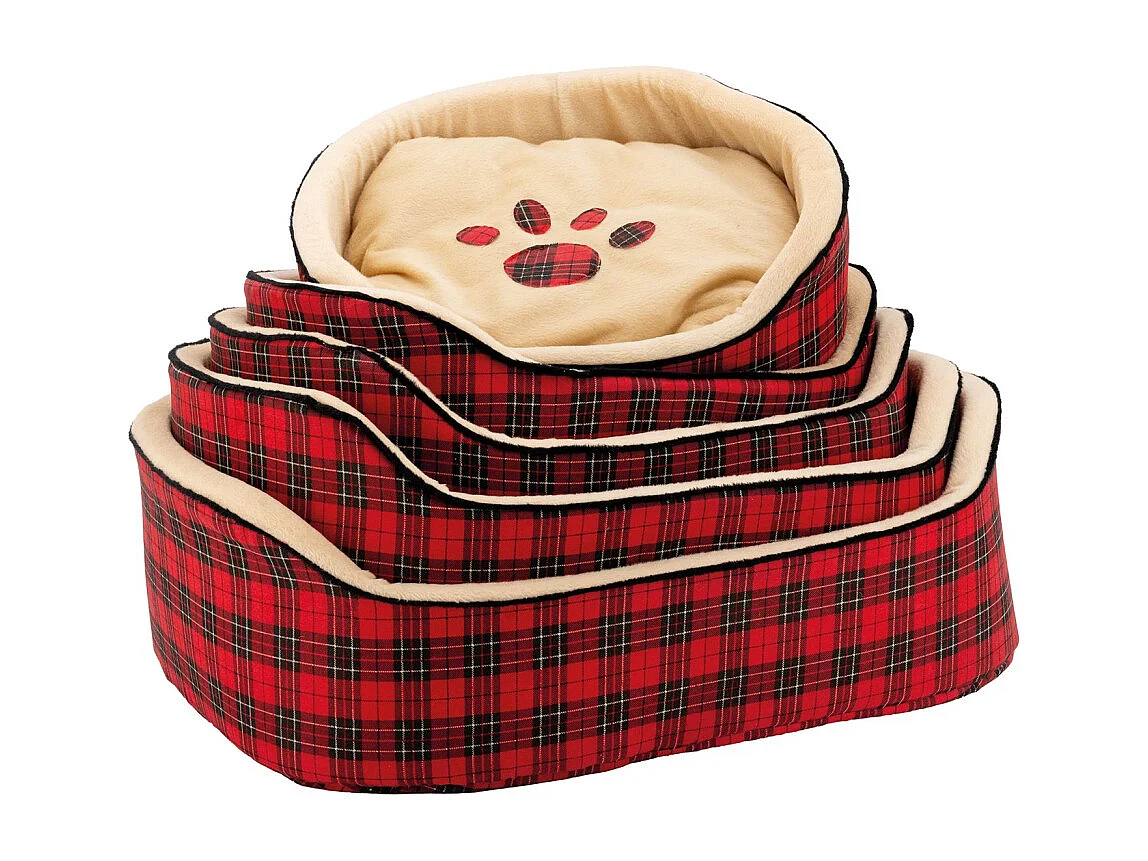 Set de 5 paniers pour chien en mousse avec imprimé écossais