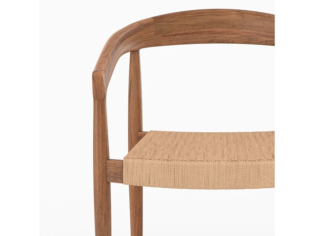 Set de 2 sillas de bar de madera de teca y cuerda sintética - Bali