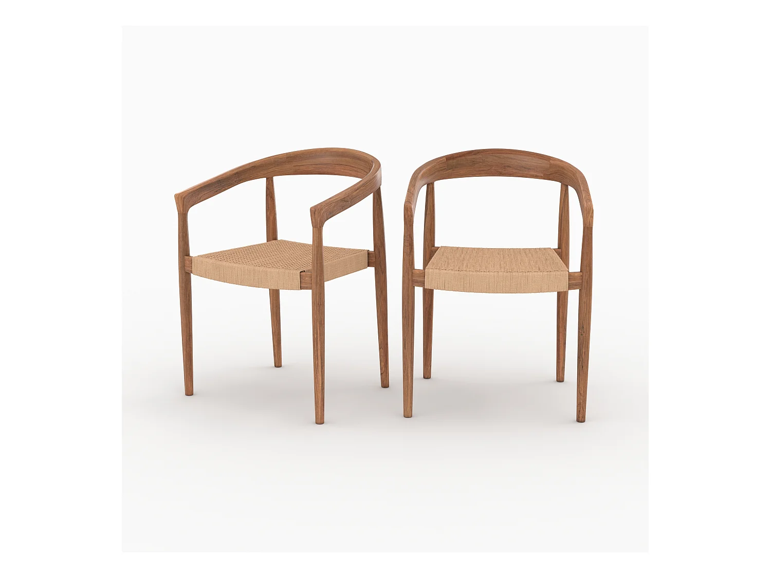 Lot de 2 chaises en bois de teck et corde synthétique - Bali