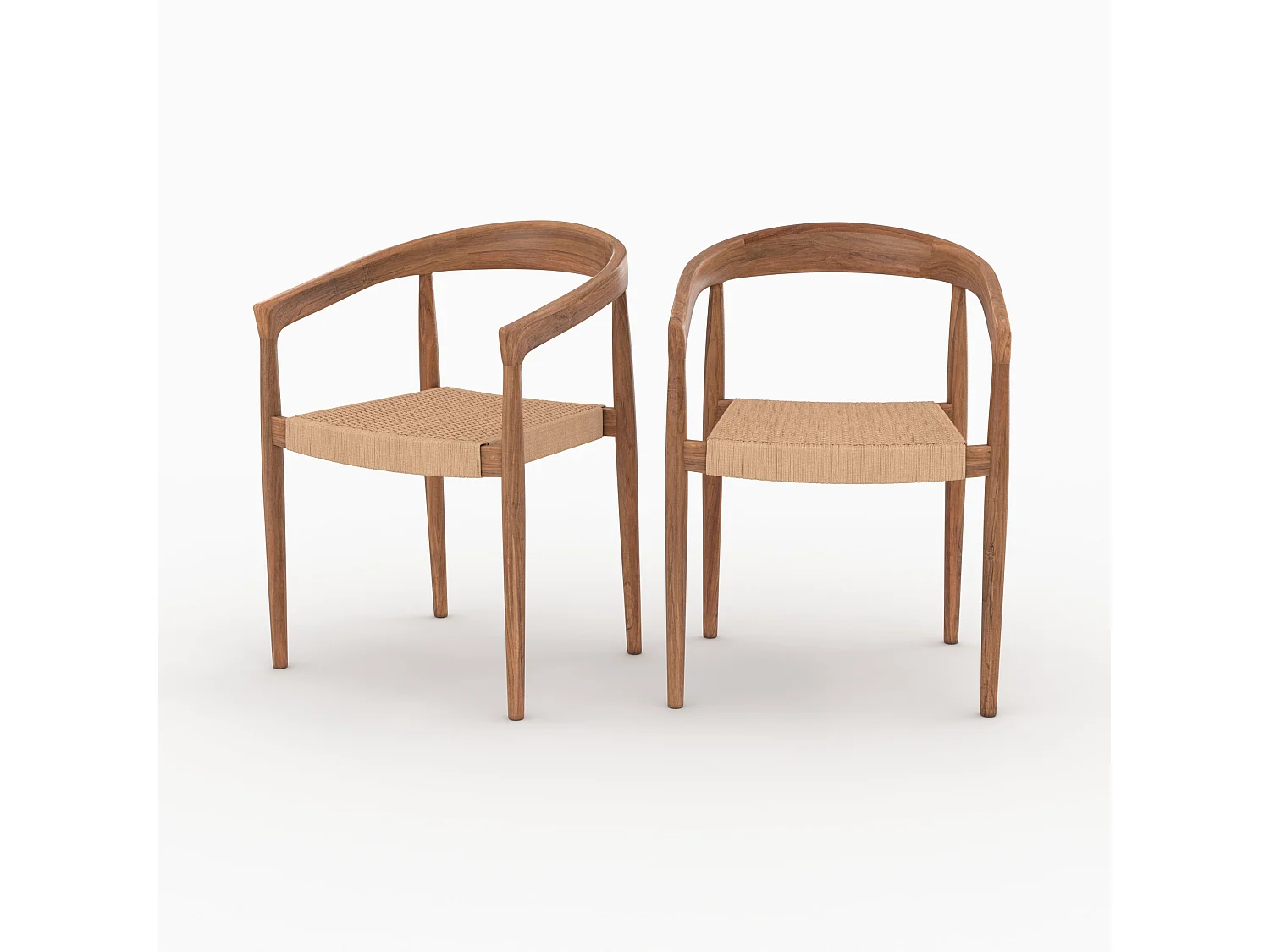 Lot de 2 chaises en bois de teck et corde synthétique - Bali