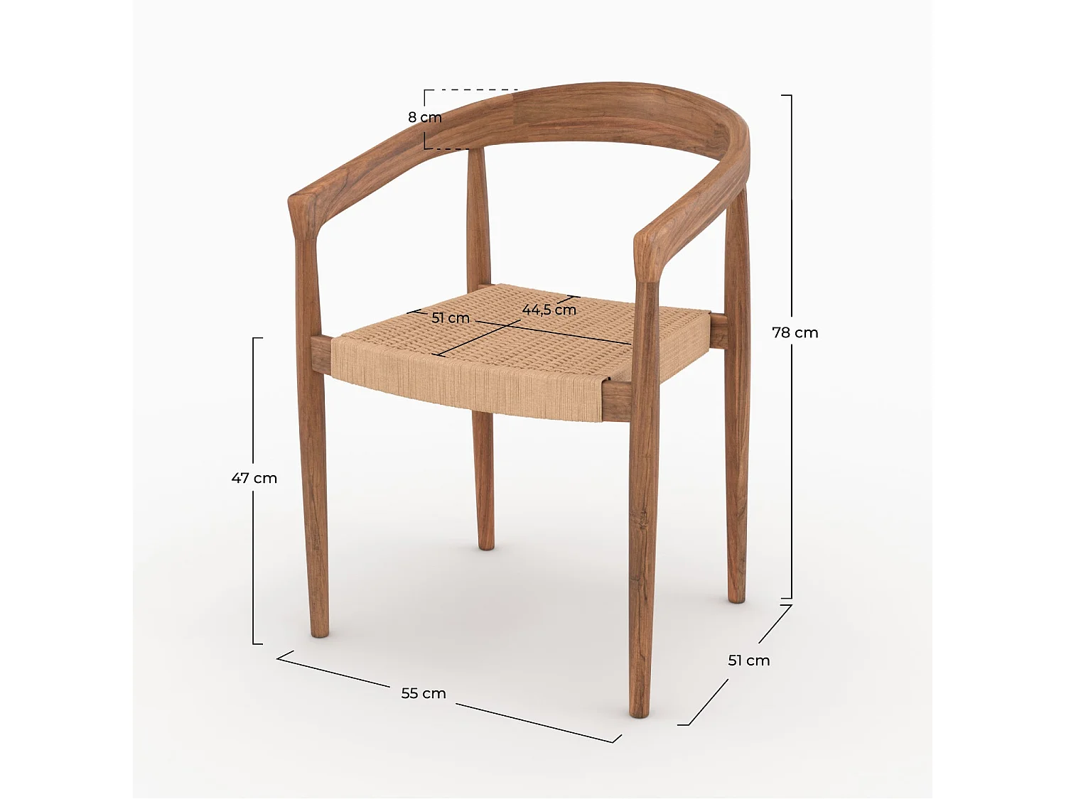 Lot de 2 chaises en bois de teck et corde synthétique - Bali