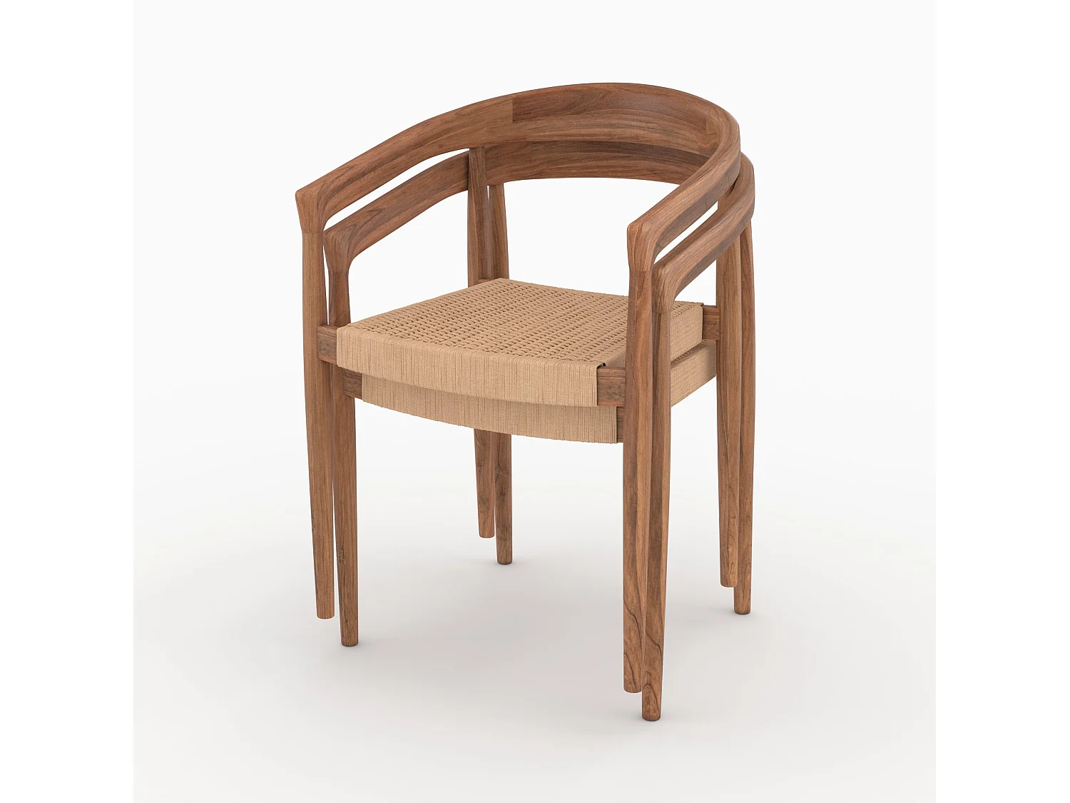 Lot de 2 chaises en bois de teck et corde synthétique - Bali