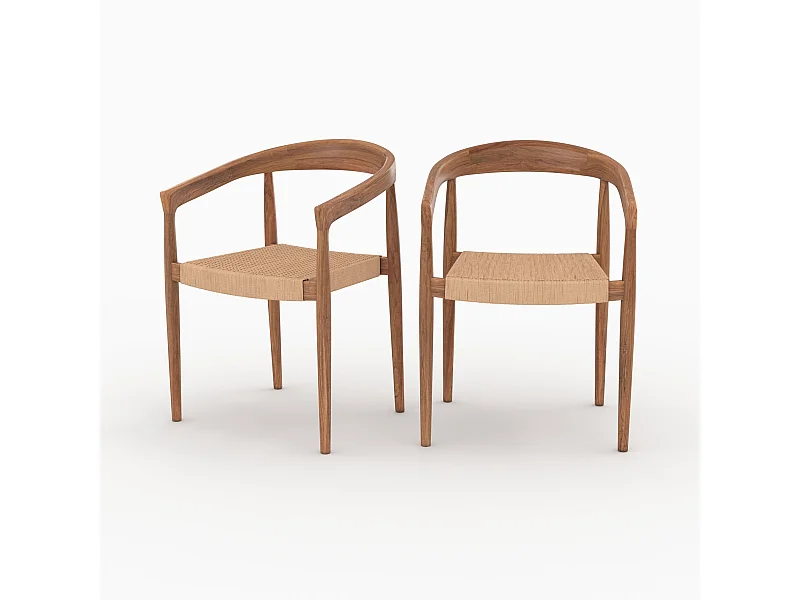 Lot de 2 chaises en bois de teck et corde synthétique - Bali