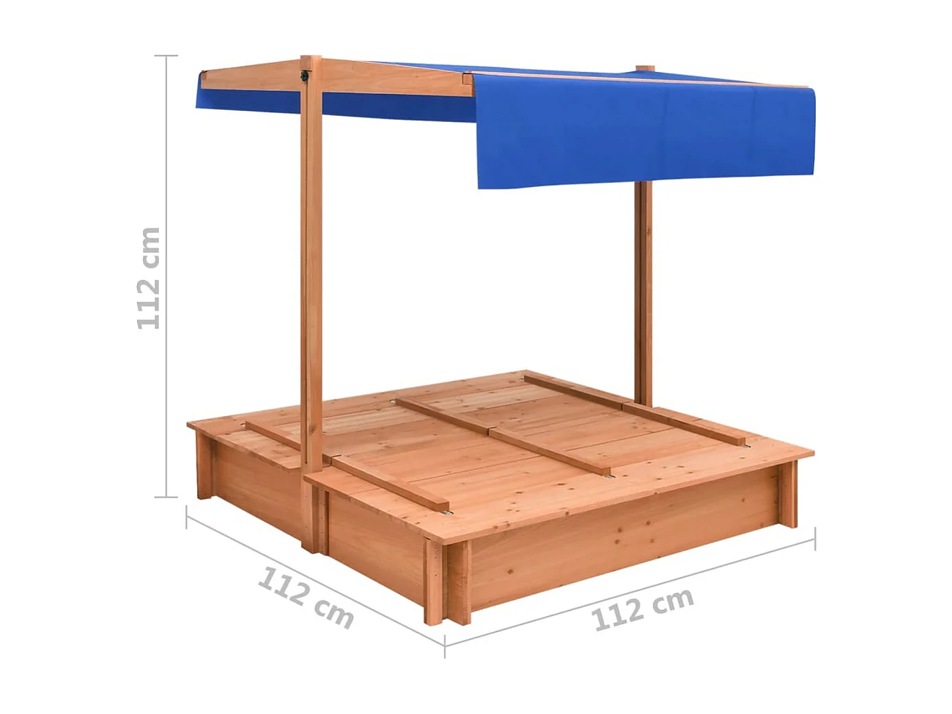 Bac à sable avec bois marron 100 x 100 x 18 cm 02_0005058