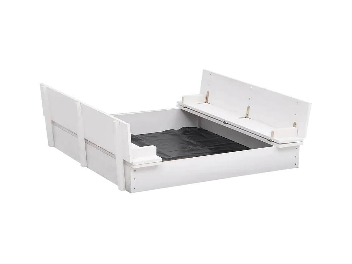 Sabbiera in legno di abete 95 x 90 x 15 cm bianco 02_0005062
