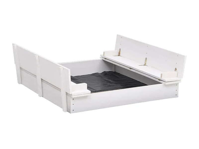 Sabbiera in legno di abete 95 x 90 x 15 cm bianco 02_0005062