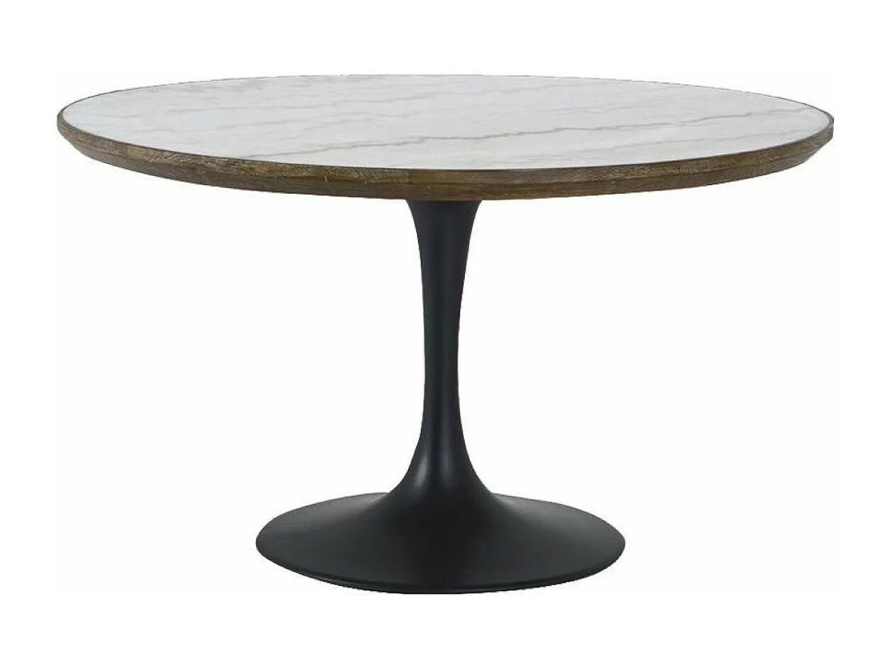 Table ronde plateau marbre Bois Blanc - Minéral Interior's