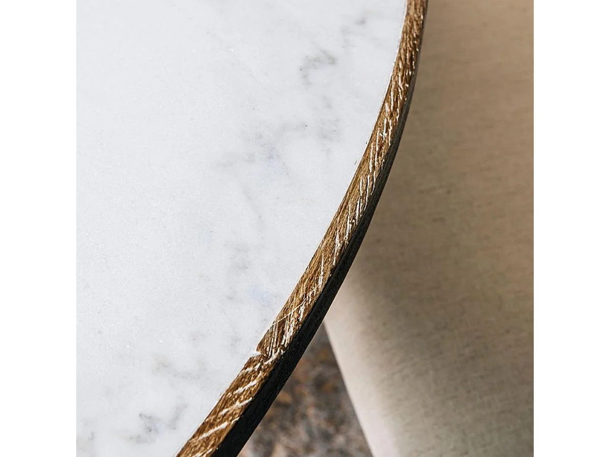 Table ronde plateau marbre Bois Blanc - Minéral Interior's