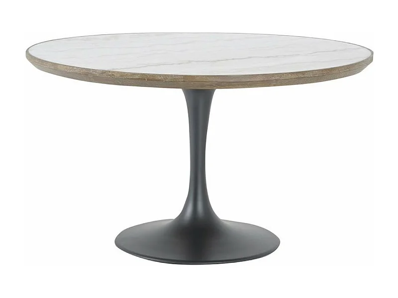 Table ronde plateau marbre Bois Blanc - Minéral Interior's