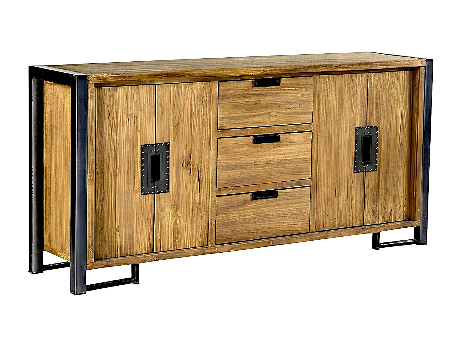 Enfilade en teck naturel 4 portes 3 tiroirs 186x88x45cm CANADA