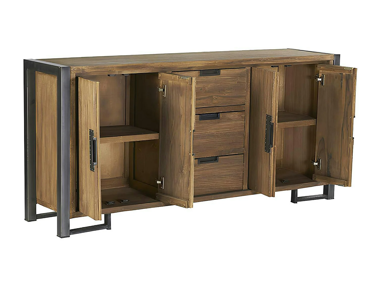 Enfilade en teck naturel 4 portes 3 tiroirs 186x88x45cm CANADA