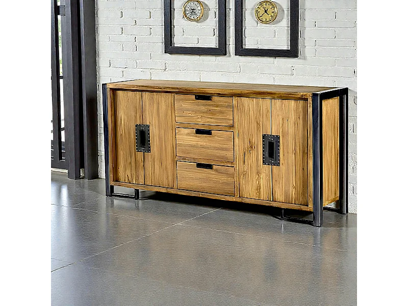 Enfilade en teck naturel 4 portes 3 tiroirs 186x88x45cm CANADA