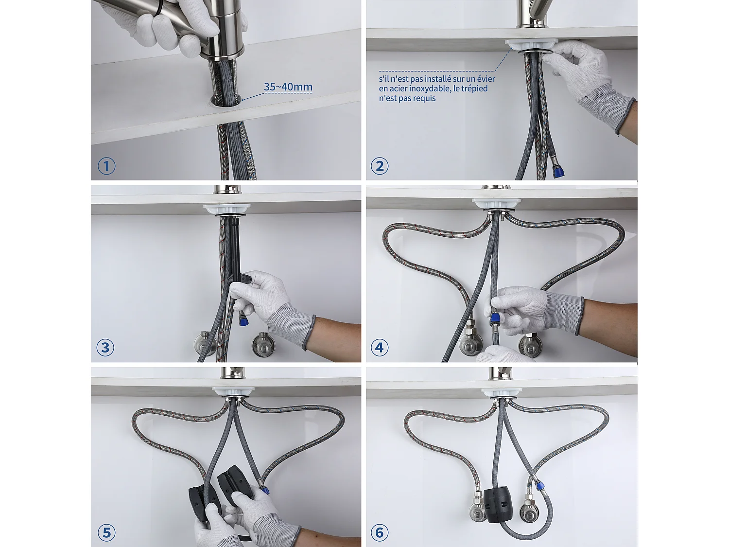 Mitigeur de Cuisine avec Douchette Extractible Brossé, Robinet Cuisine avec 2 Jets aux Choix, Robinetterie en Acie Haute Qualité