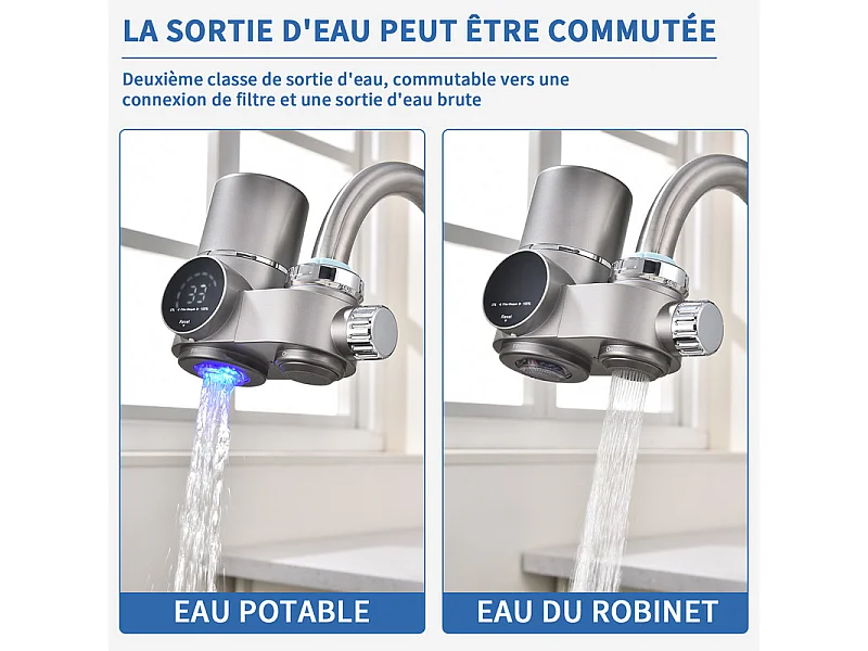 Système filtreur d'eau robinet - Filtre le chlore, les sédiments, l'oxyde, les nitrates, les pesticides. Filtre sur robinet,Convient aux robinets