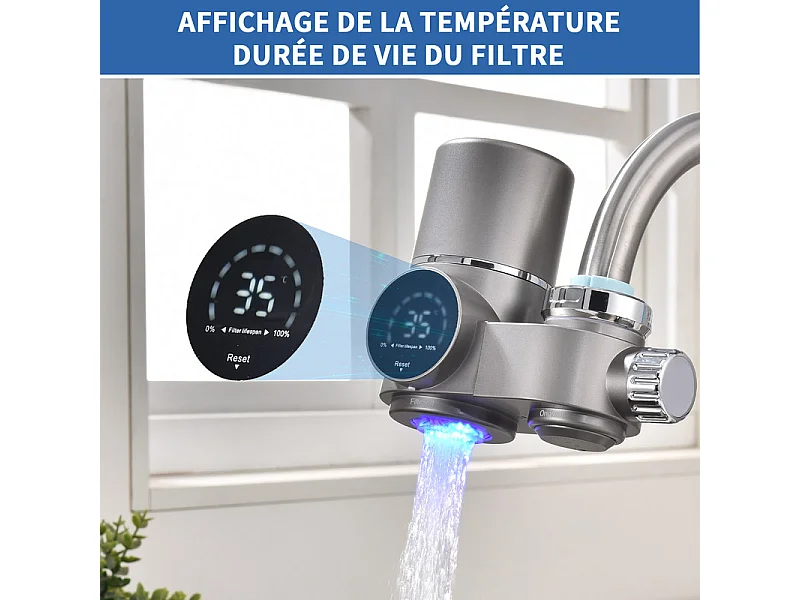 Système filtreur d'eau robinet - Filtre le chlore, les sédiments, l'oxyde, les nitrates, les pesticides. Filtre sur robinet,Convient aux robinets