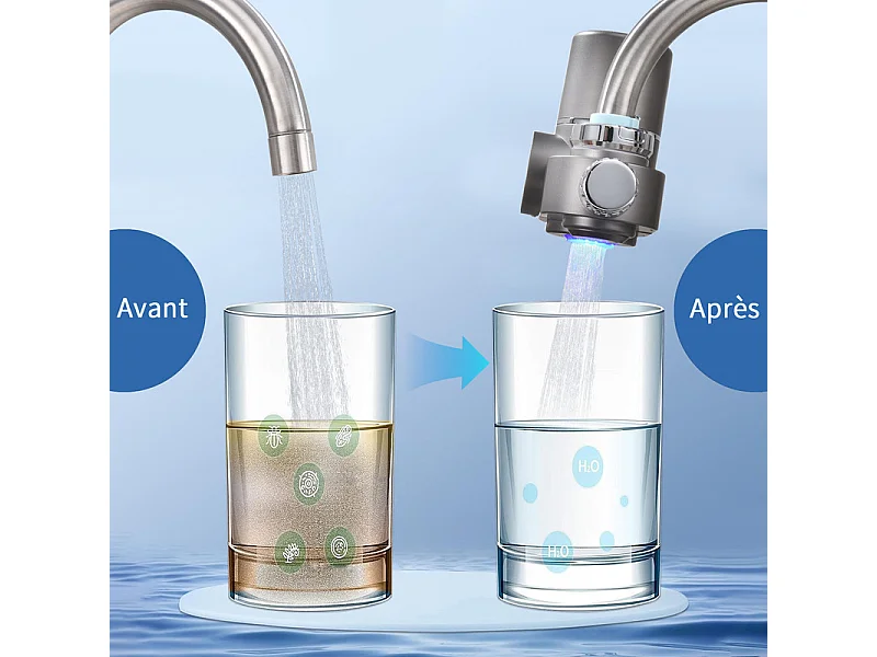 Système filtreur d'eau robinet - Filtre le chlore, les sédiments, l'oxyde, les nitrates, les pesticides. Filtre sur robinet,Convient aux robinets