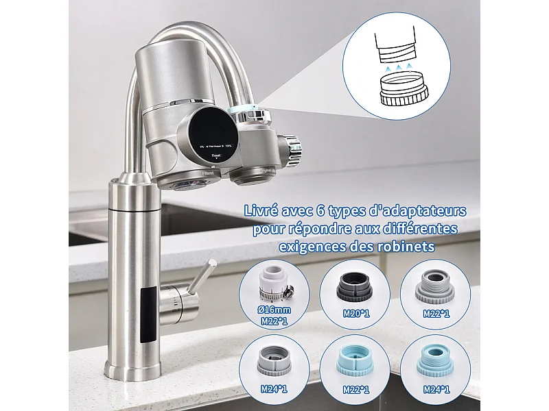 Système filtreur d'eau robinet - Filtre le chlore, les sédiments, l'oxyde, les nitrates, les pesticides. Filtre sur robinet,Convient aux robinets