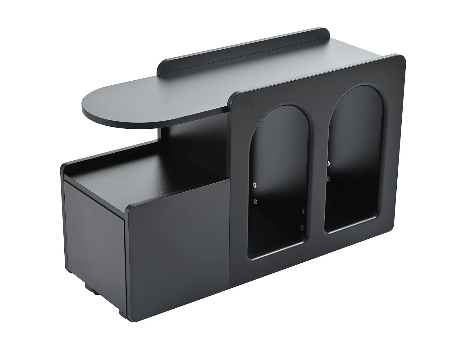 Mesa de centro 82x30x53cm - Armário lateral com rodízios, - Preto