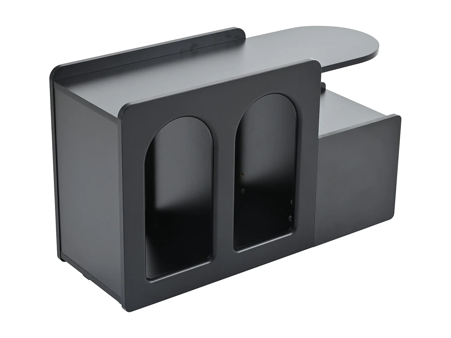 Mesa de centro 82x30x53cm - Armário lateral com rodízios, - Preto