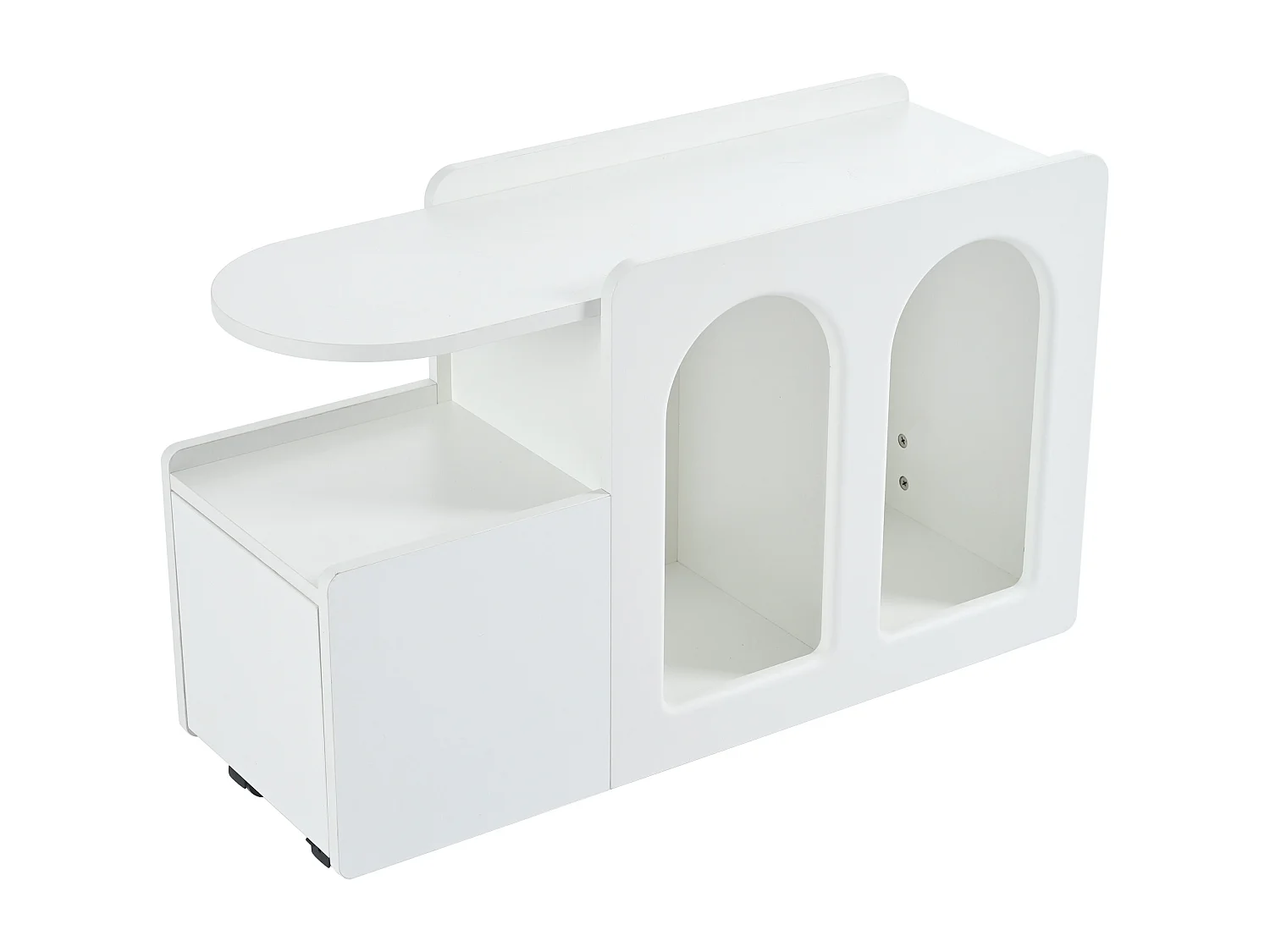 Salontafel 82x30x54cm - Zijkast op wielen, - wit