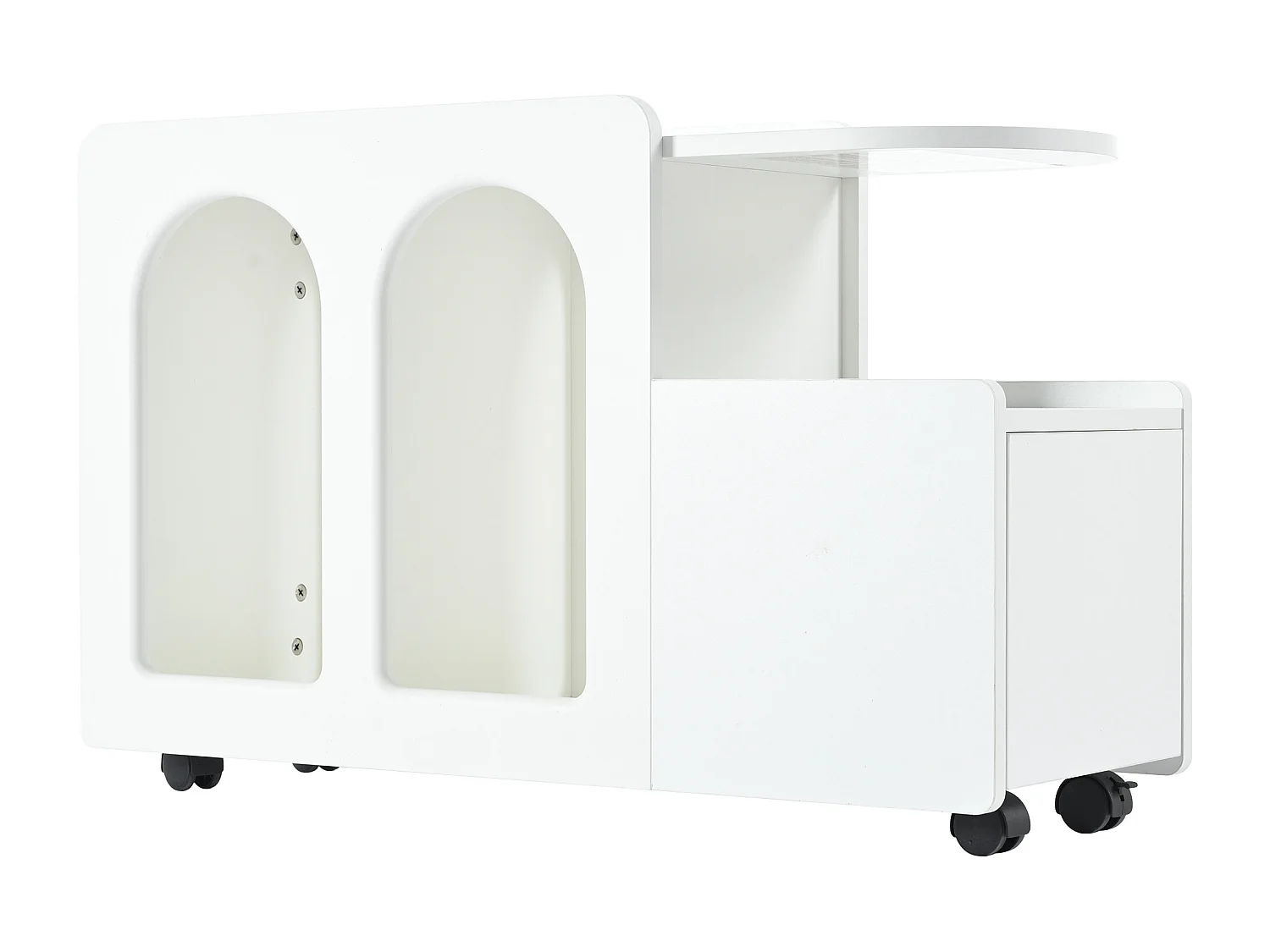 Salontafel 82x30x54cm - Zijkast op wielen, - wit