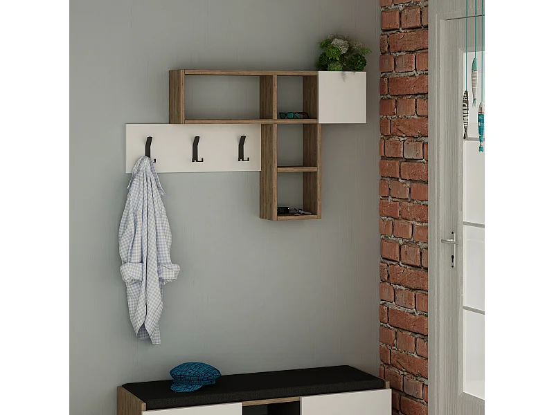 Wandgarderobe GAME -  Eiche-Weiß - 99,5 x 15 x 61 cm