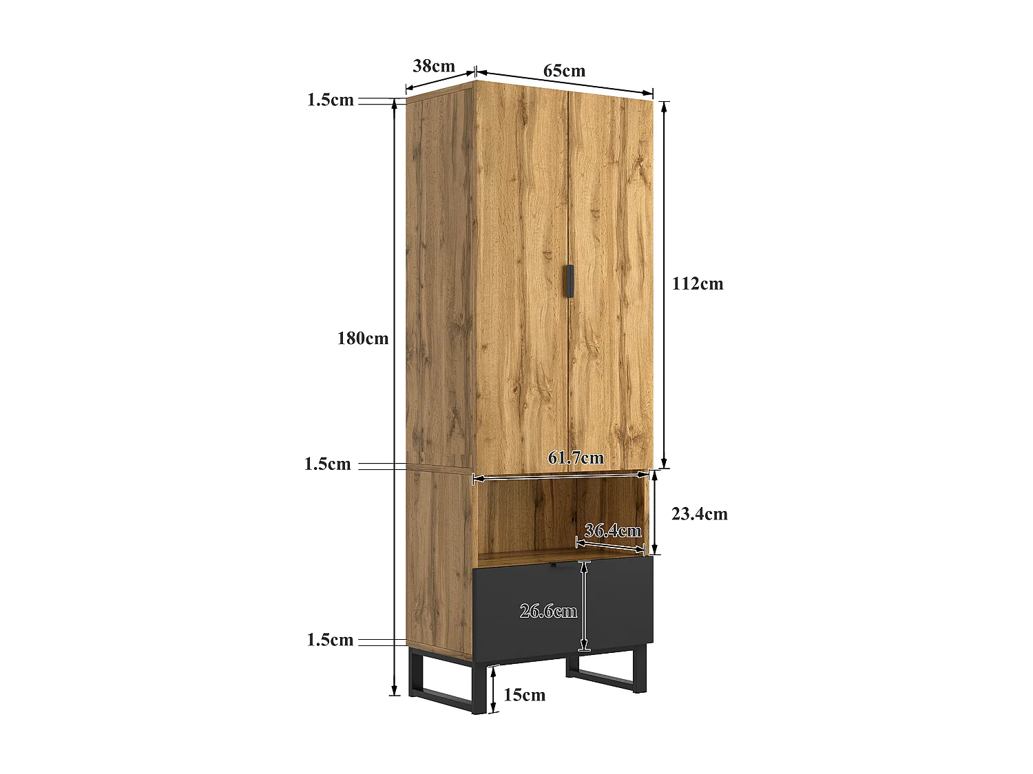 Ensemble armoire avec banc à chaussures et coussins, accessoires suspendus en façade, tiroirs et étagères réglables Noir