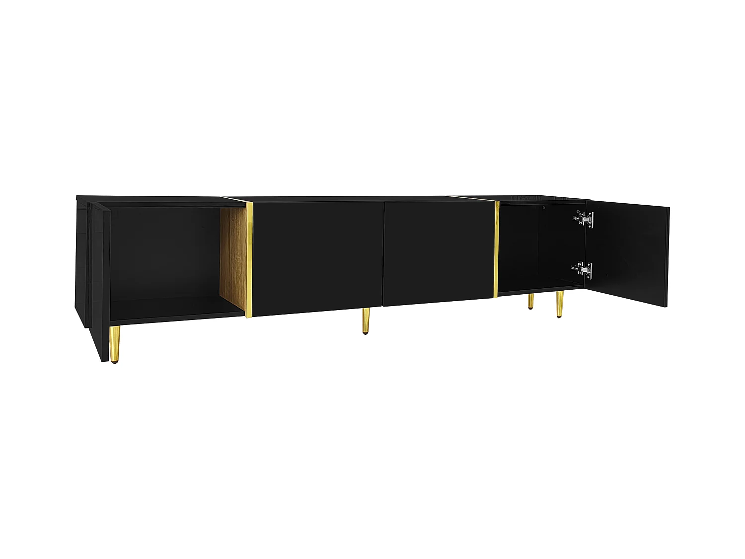 TV-meubel 170x35x46cm - Glanzende kast met 4 deuren - modern en eenvoudig - Zwart MDF