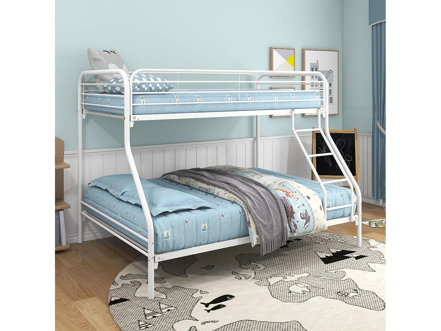 Lit double pour adulte Cadre de lit - superposé Gris Métal 140x200 cm/90x200 cm