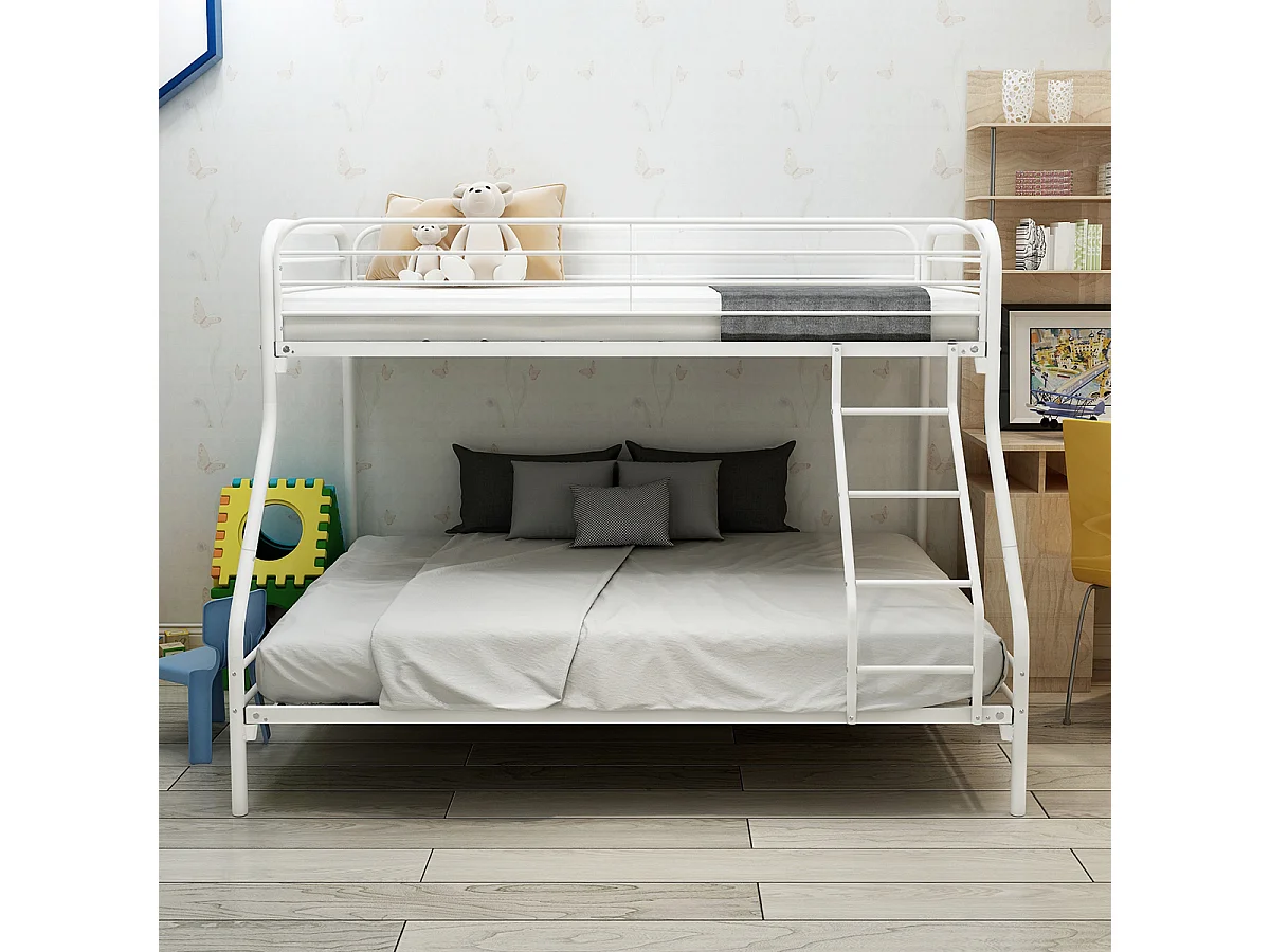 Lit double pour adulte Cadre de lit - superposé Gris Métal 140x200 cm/90x200 cm