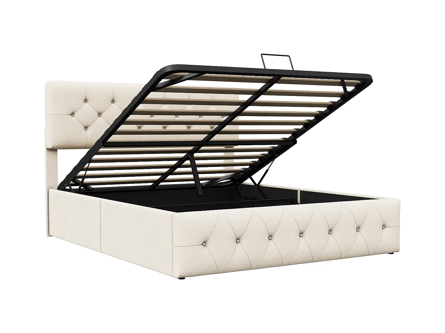 Beleuchteter Koffer 160 x 200 cm, doppelt beleuchtet, Stoffvelours, beige