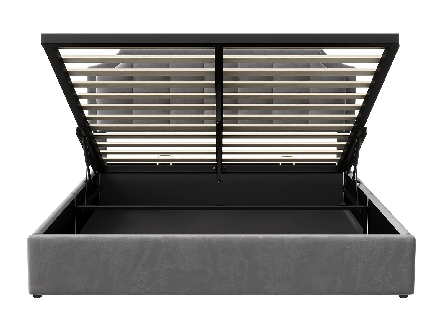 Lit Double 160x200 LED, Lit Coffre avec USB Lit Adulte Lit Rembourré en velours Lit de rangement Lit Capitonné, Gris