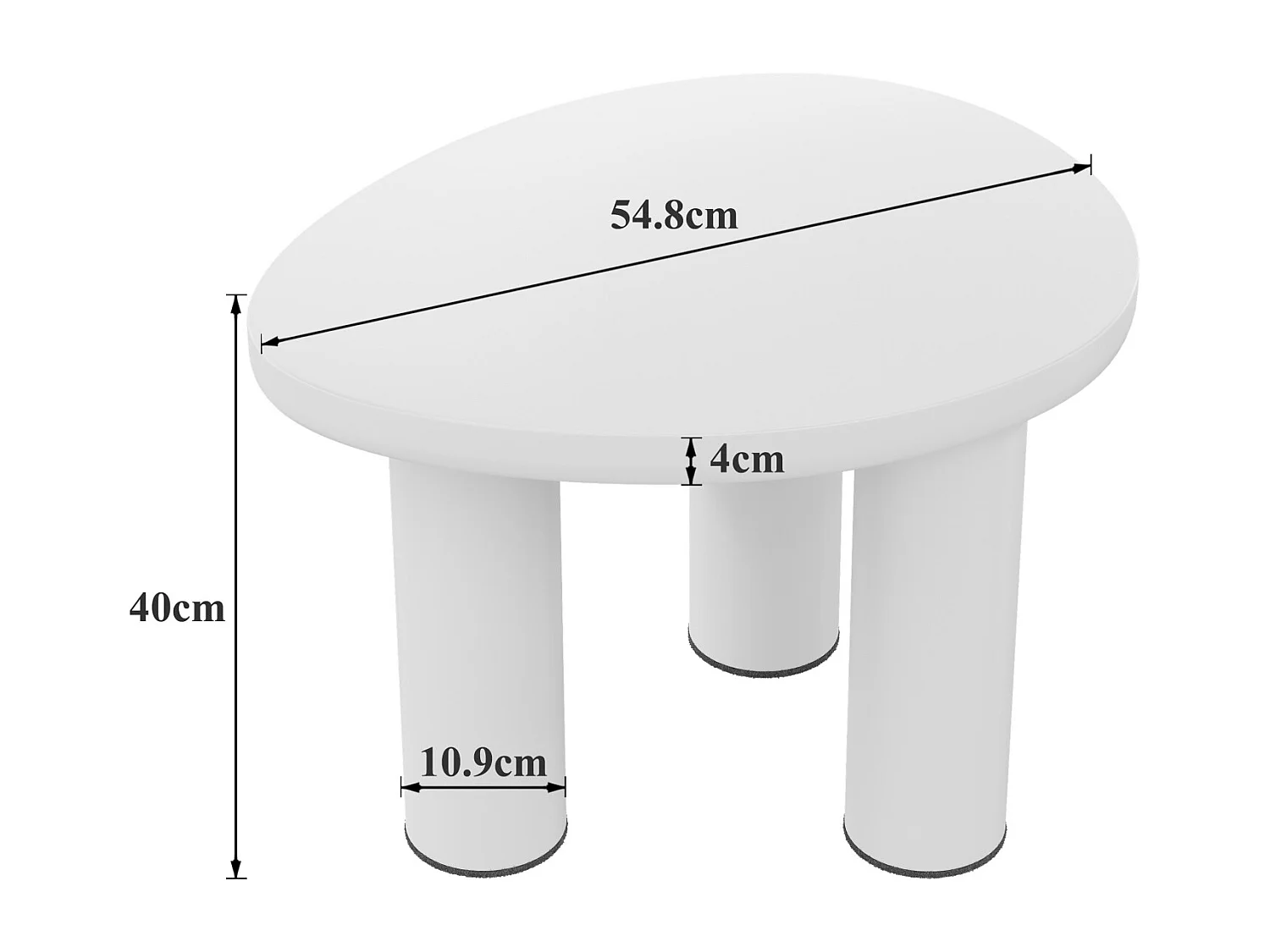 Mesa de centro en forma de nube, 99,5x4358x35,5 cm, panel de MDF pintado y patas de PVC, naranja y blanco