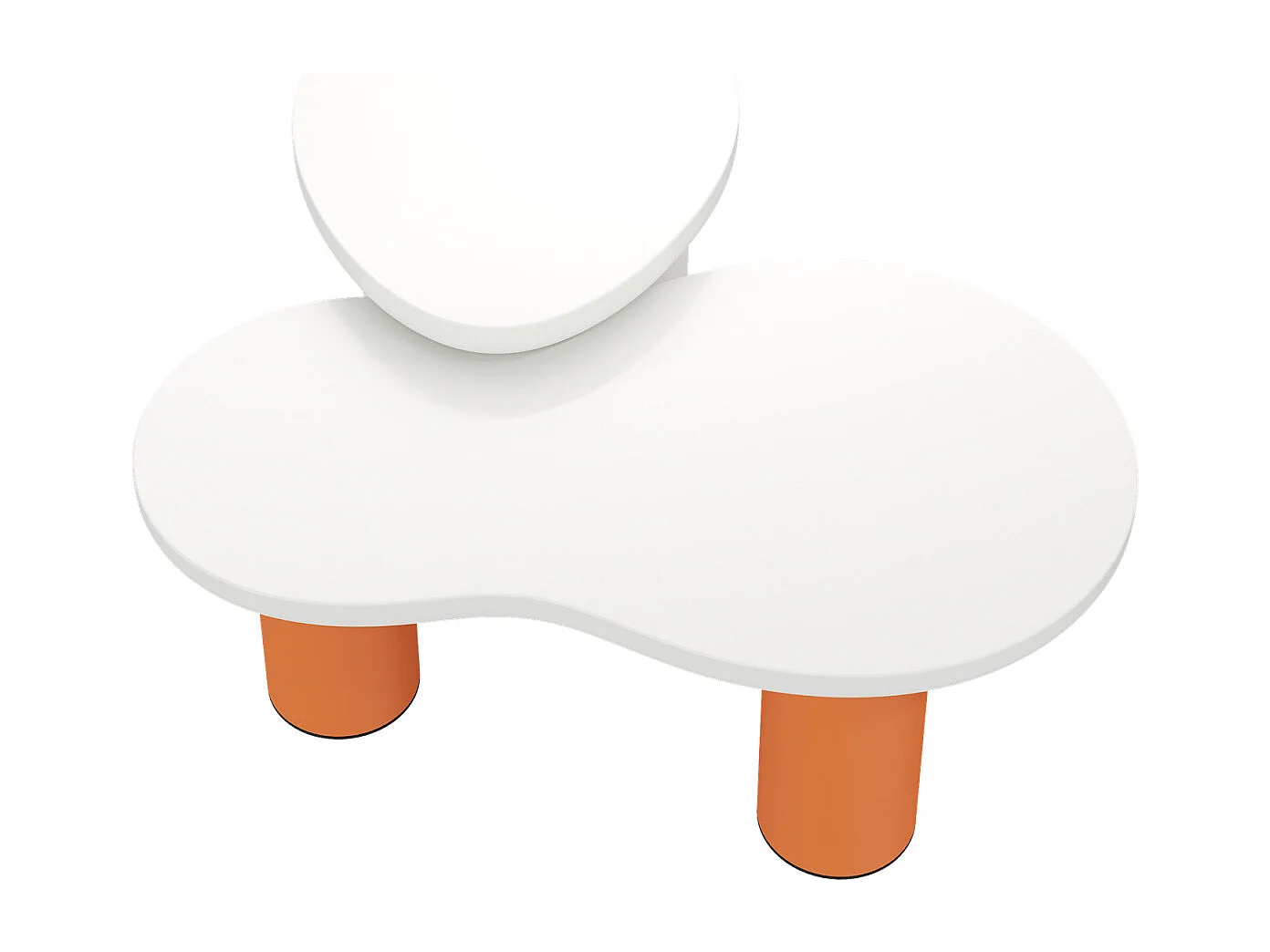 Mesa de centro en forma de nube, 99,5x4358x35,5 cm, panel de MDF pintado y patas de PVC, naranja y blanco