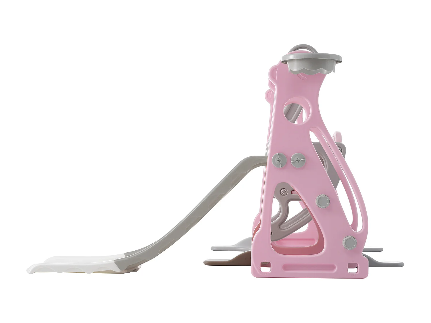 4 in 1 kinderglijbaan - geschikt voor binnen- en buitengebruik - met schommel, basketbalframe, glijbaan, ladder - roze