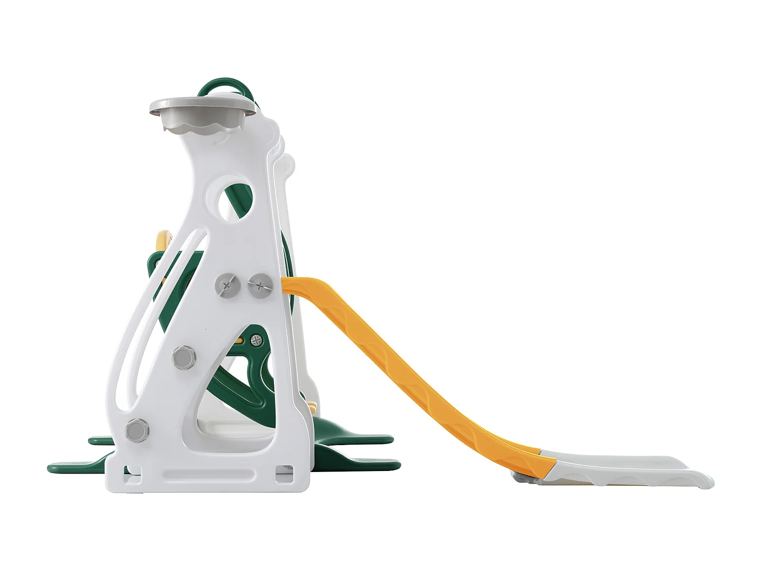 4 in 1 Kinderrutsche - Für Drinnen und Draußen geeignet - Mit Schaukel, Basketballgerüst, Rutsche, Leiter - Grün