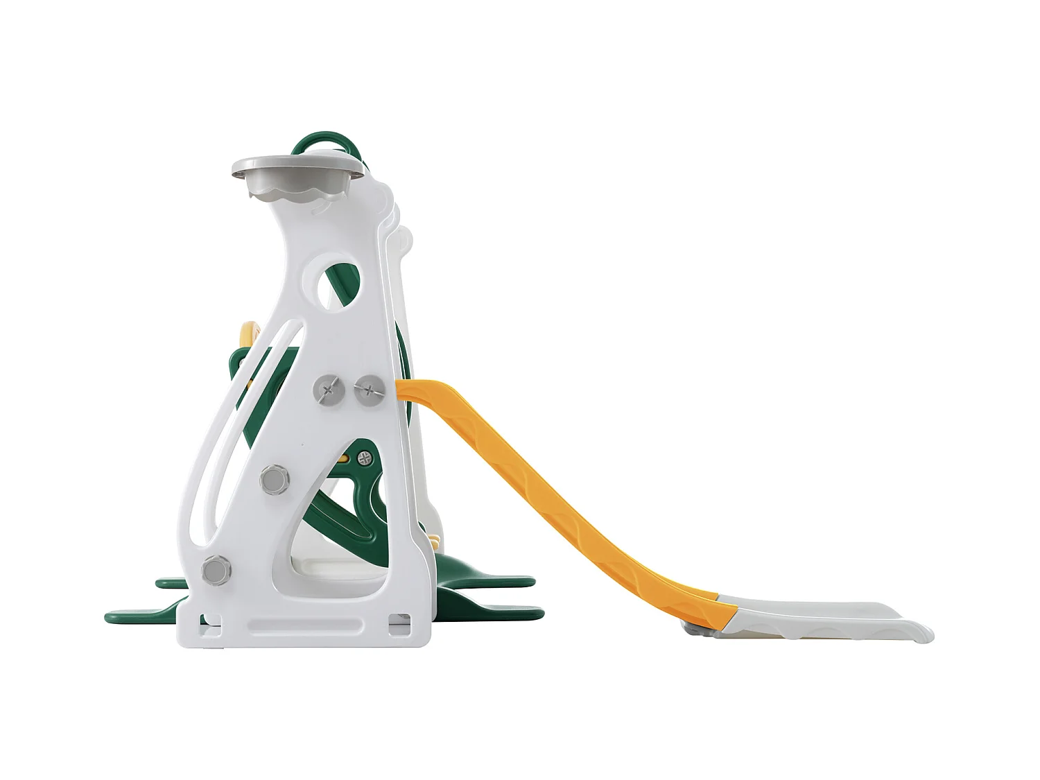 Toboggan pour enfants 4 en 1 - Convient pour l'intérieur et l'extérieur - avec balançoire, cadre de basket, toboggan, échelle - Vert