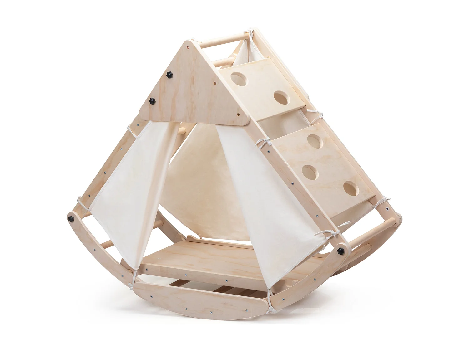 Area giochi per bambini 8 in 1 - con scivolo, modulo di arrampicata, scala, arco di arrampicata, altalena e tenda - legno