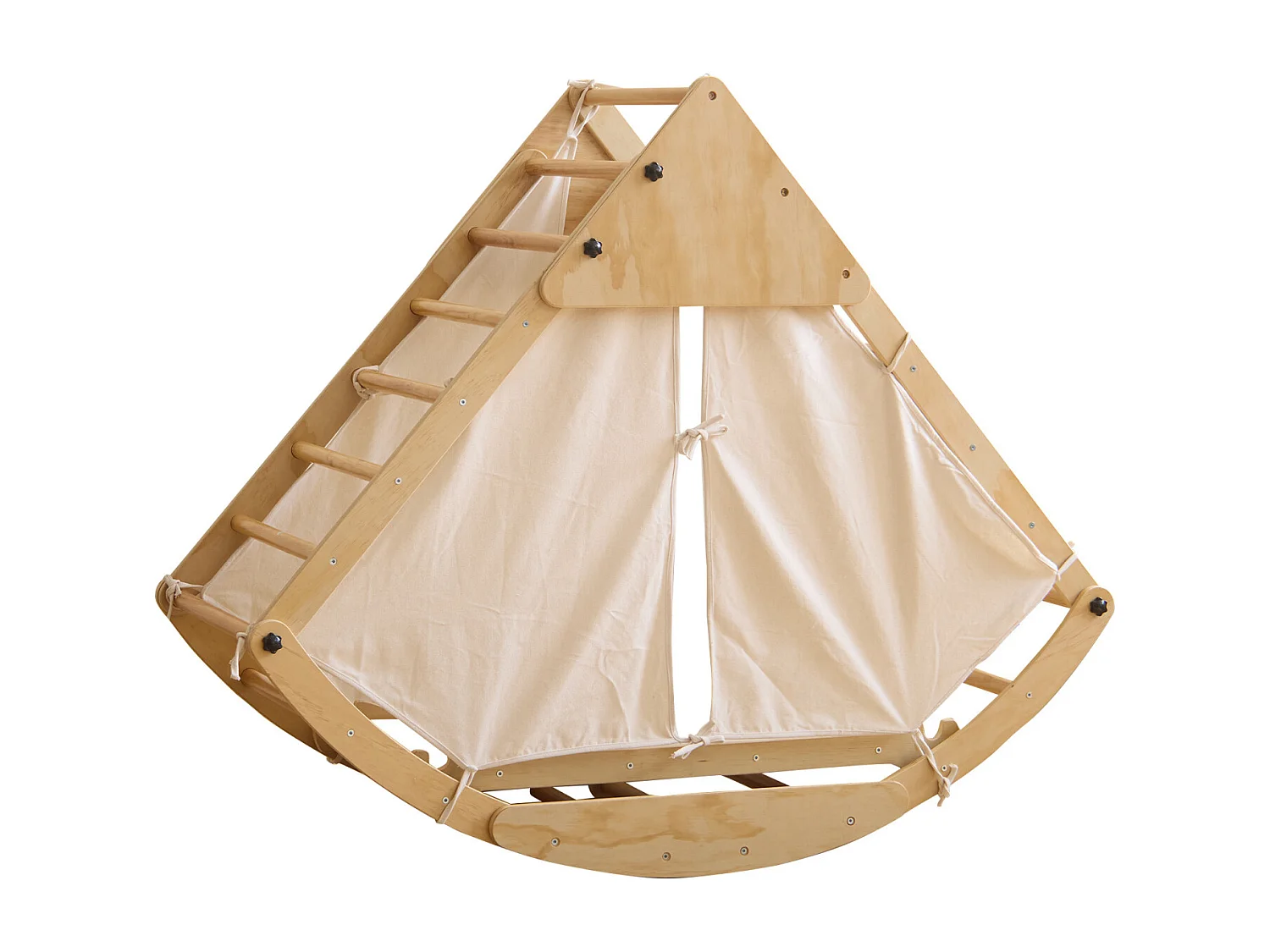 Area giochi per bambini 8 in 1 - con scivolo, modulo di arrampicata, scala, arco di arrampicata, altalena e tenda - legno