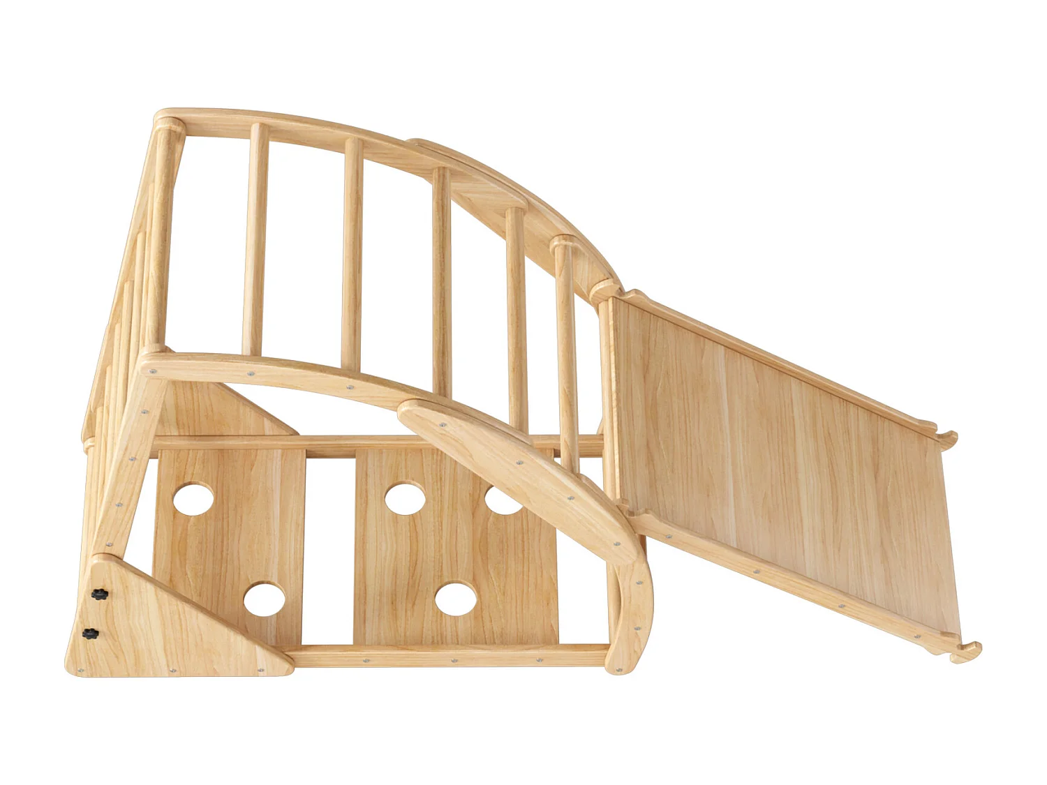 Area giochi per bambini 8 in 1 - con scivolo, modulo di arrampicata, scala, arco di arrampicata, altalena e tenda - legno