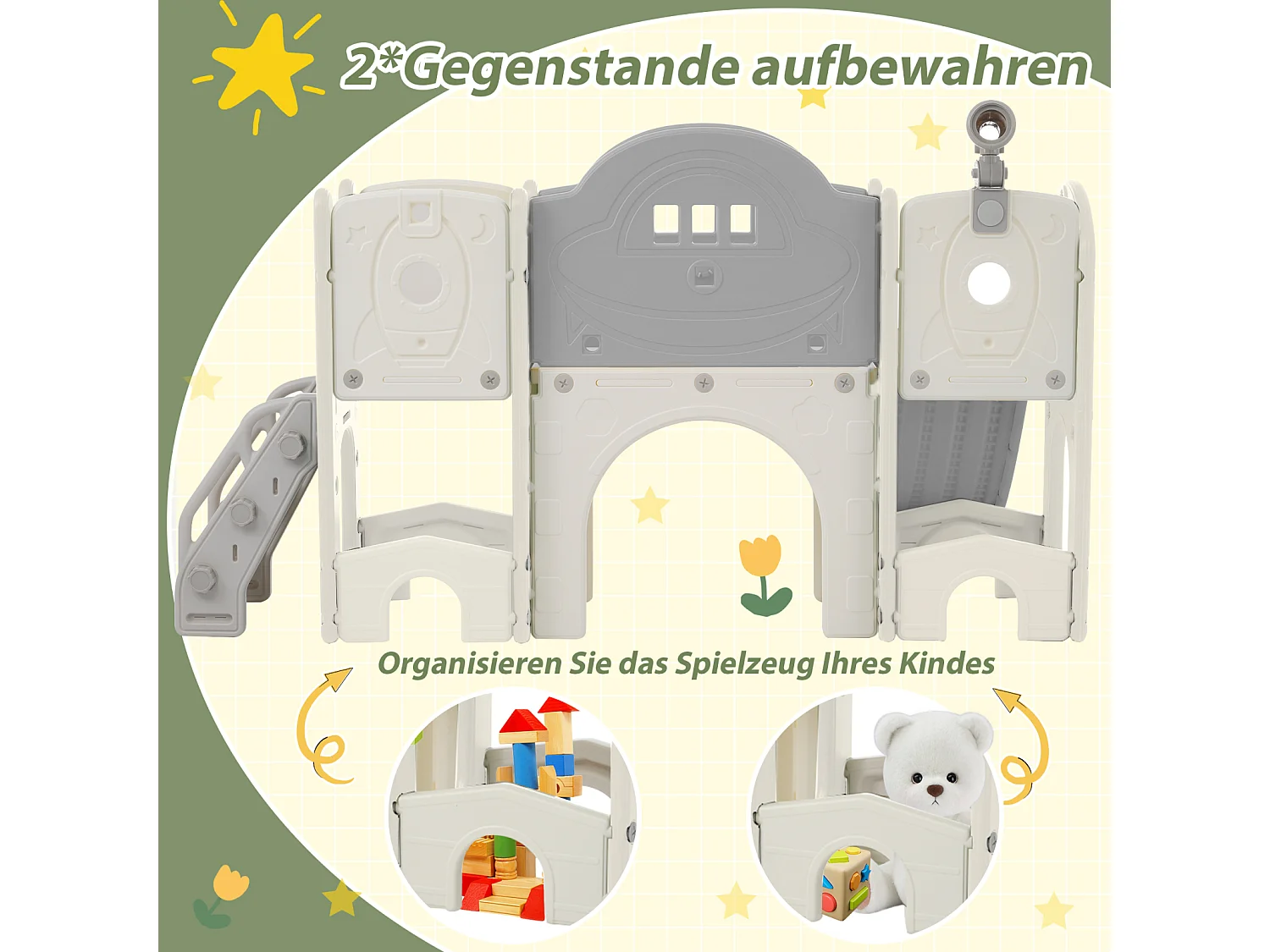 10 in 1 Kletterspielzeug für Kinder mit Rutsche, freistehend, Kletter- und Bohrspiel, grün