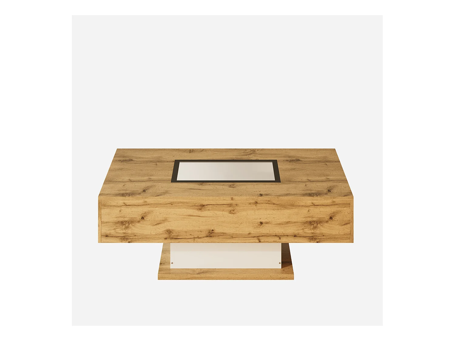 Table basse, table de salon avec lumière LED et deux tiroirs, 110,2x60x39,7cm, couleur bois