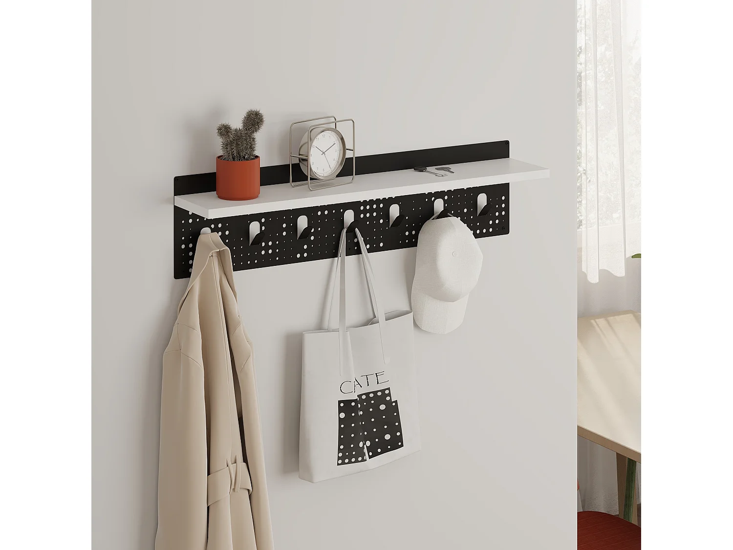 Wandgarderobe POPY  Weiß, 15 x 20 x 80 cm