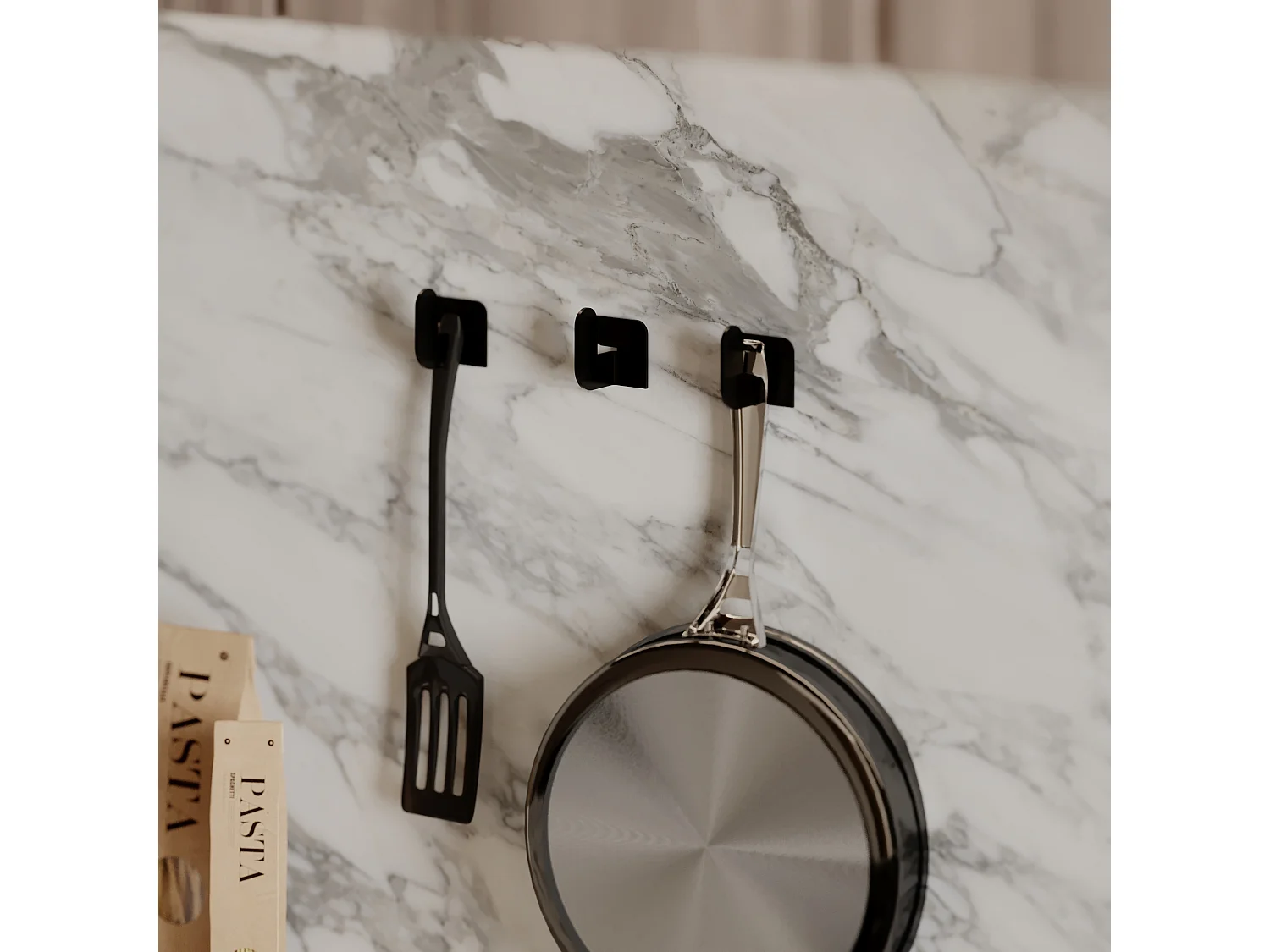 Decortie Zwart 3.4x3.2x4.2cm Muurhaken Drieling Set Metaal Kapstokhaak Luxa