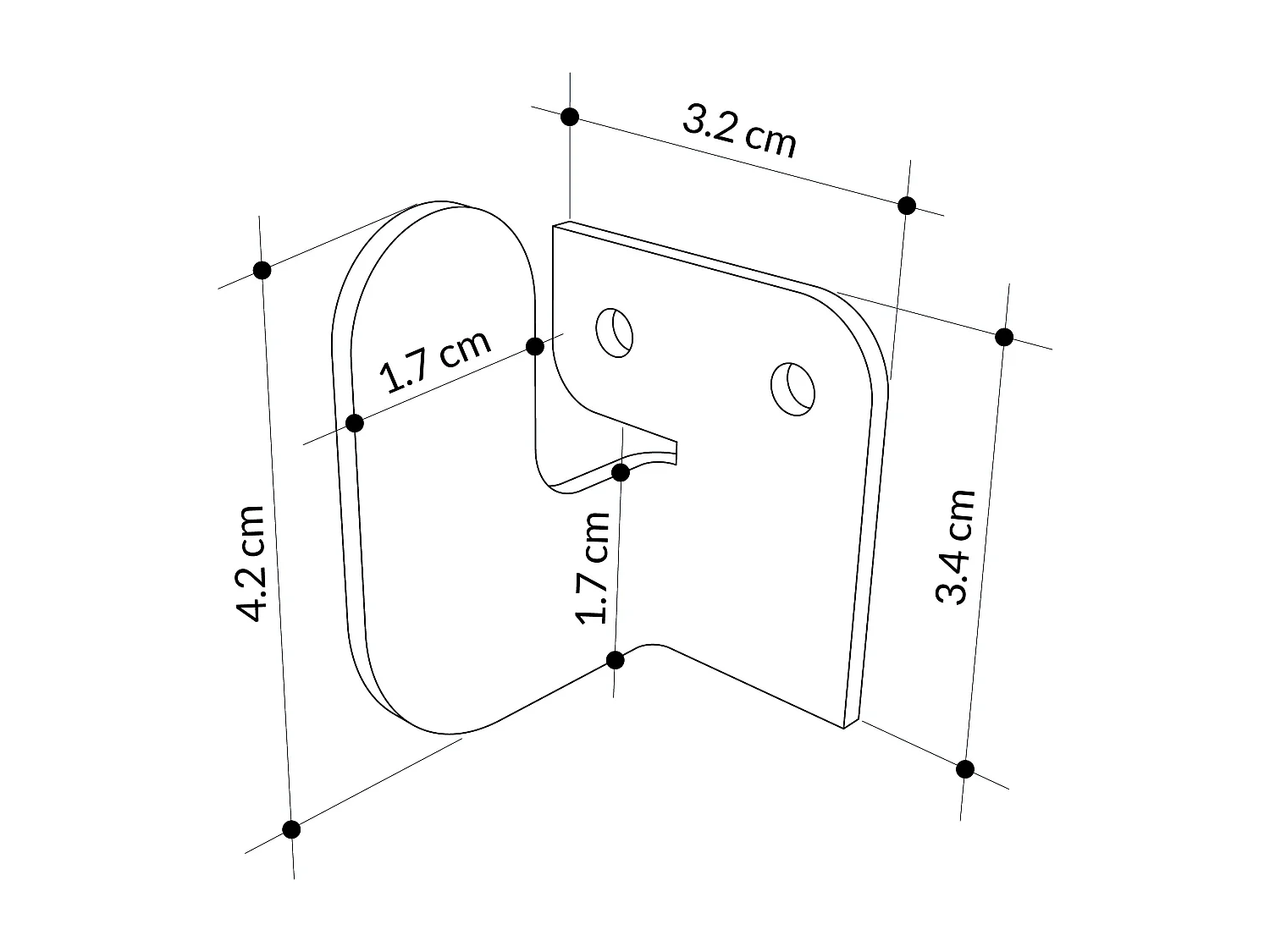 Decortie Zwart 3.4x3.2x4.2cm Muurhaken Drieling Set Metaal Kapstokhaak Luxa