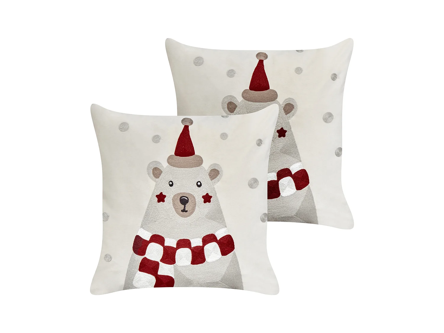 Lot de 2 coussins décoratifs JELLIES Velours 45 x 45 cm Blanc cassé