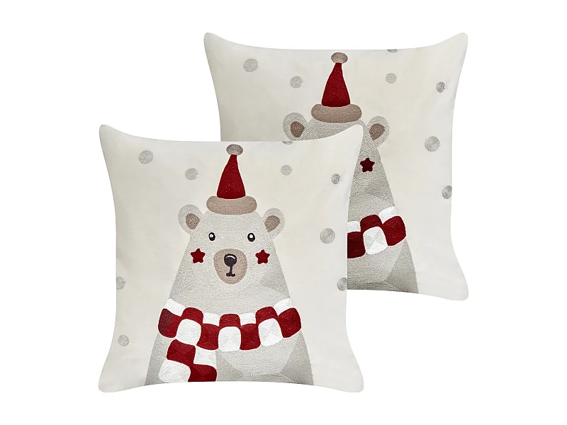 Dekokissen Weihnachtsmotiv Samtstoff weiss 45 x 45 cm 2er Set JELLIES