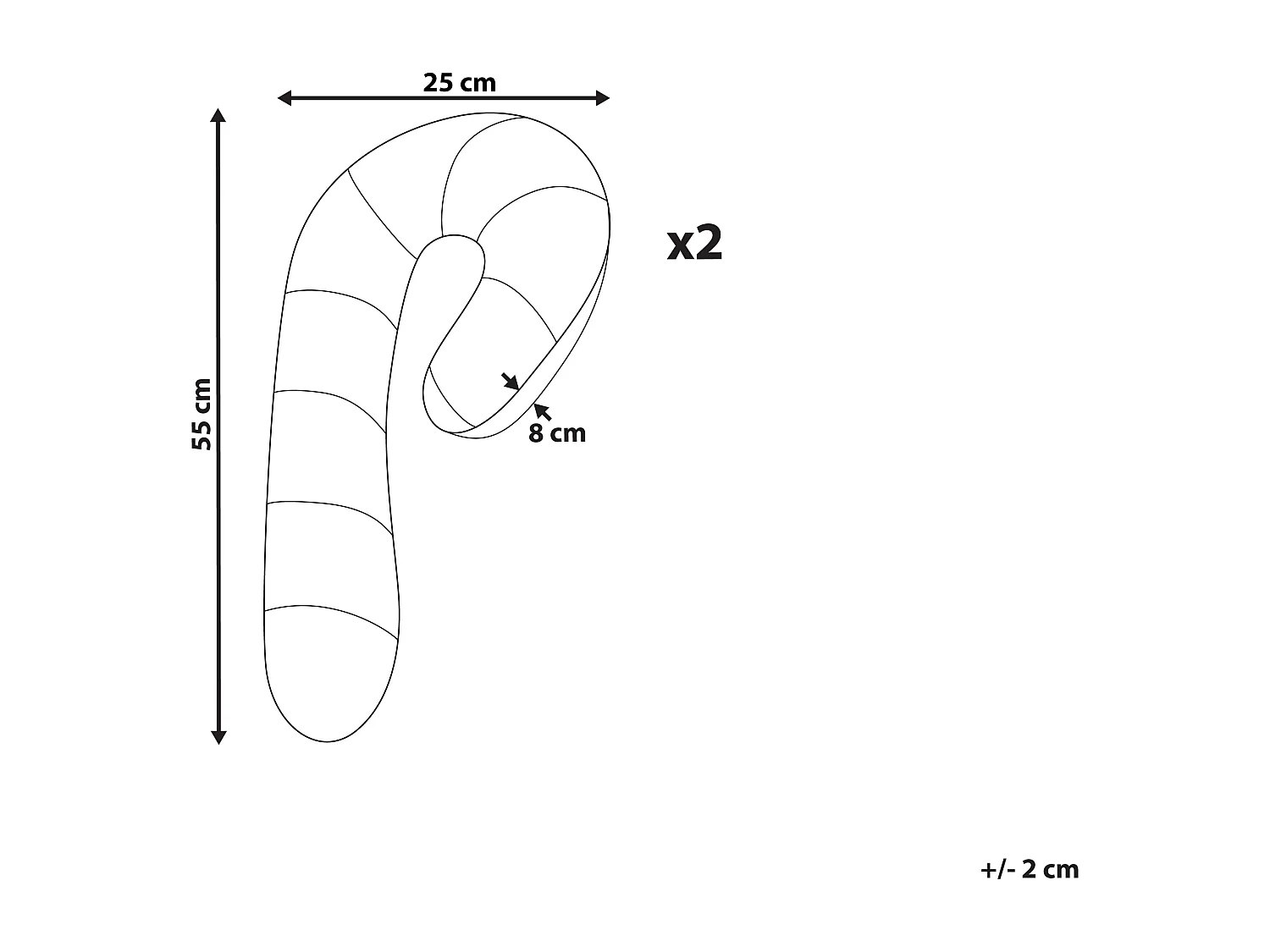 Lot de 2 coussins décoratifs CANDY CANE Bouclé 22 x 55 cm Rouge Motif de Noël