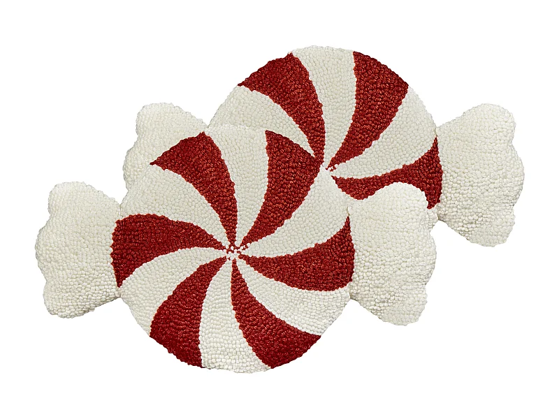Lot de 2 coussins décoratifs SPIRAL CANDY Bouclé 35 x 58 cm Blanc Motif de Noël